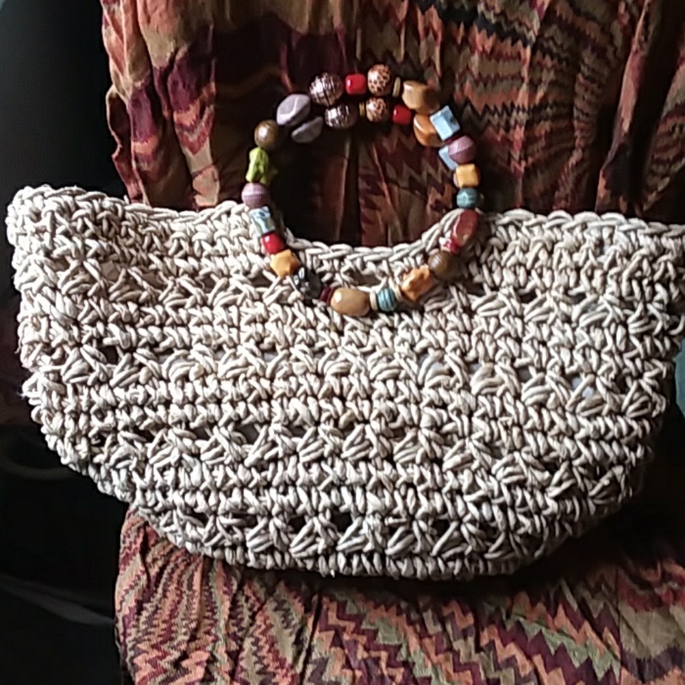 Woven straw handbag, Sun n Sand